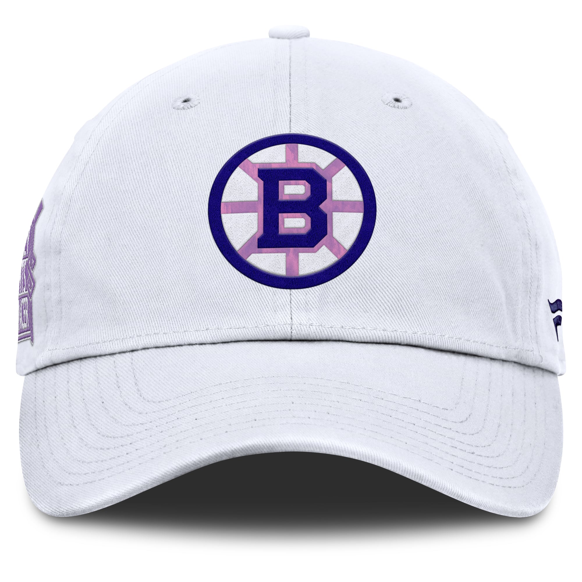 Men's Fanatics White Boston Bruins Authentic Pro Hockey Fights Cancer Adjustable Hat